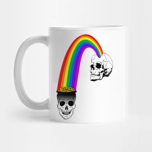 Gold at the end of the rainbow skulls blue Mug